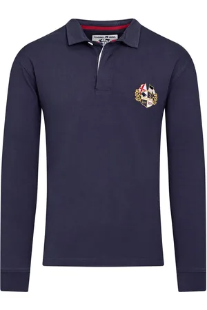 Raging Bull Blue Classic Long Sleeve Rugby 100% Cotton Shirt4XL