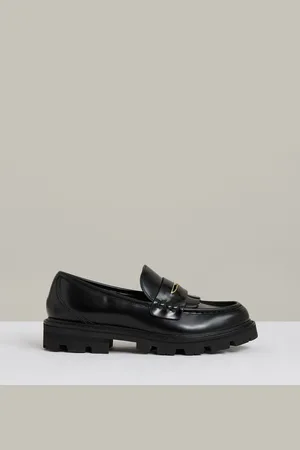 Reiss Lianna Leather Fringed Chunky Penny LoafersEU 36 (UK 3)