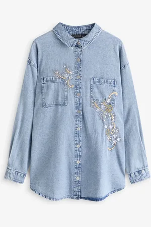 Evans Blue Denim 100% Cotton Shirt With Embellishment44