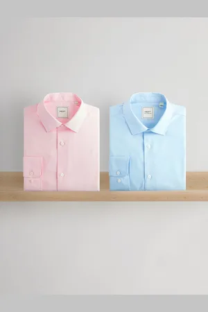 Next 2 pack Easy Care Long Sleeve Single Cuff Shirts43cm R (UK 17 R)