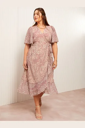 Friends Like These Chiffon Mix Flutter Sleeve Wrap Dress46
