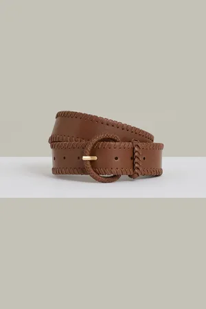 Reiss Gia Leather Whipstitch Beltsmall