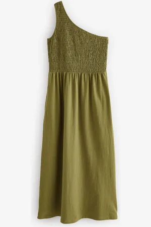 Next Shirred One Shoulder 100% Cotton Midi Dress46tall