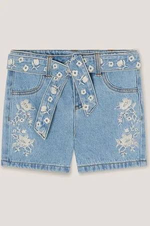 Monsoon Floral Embroidered Belted Denim Shorts9 lat