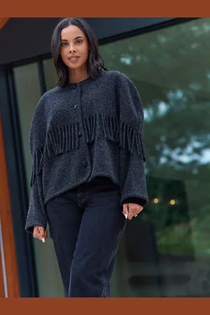 Next Premium Wool Blend Fringe Cape Scarf Tassle Coat Jacket2X-Large Regular