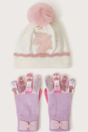 Monsoon Sparkly Unicorn Beanie Hat and Gloves Set10