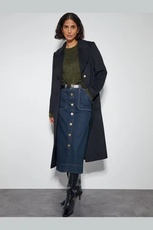 Monsoon Bree Button Denim Midi SkirtXL