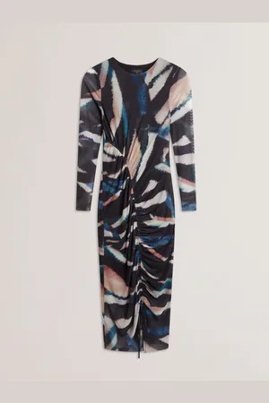 Ted Baker Ellylou Printed Mesh Bodycon Gathered Midi Dress34