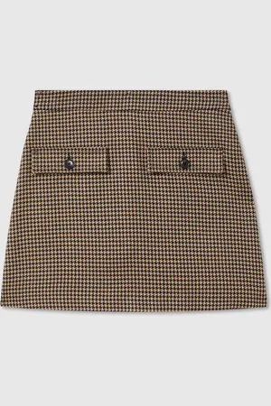 Reiss Lena Dogtooth Check Mini Skirt with Wool40