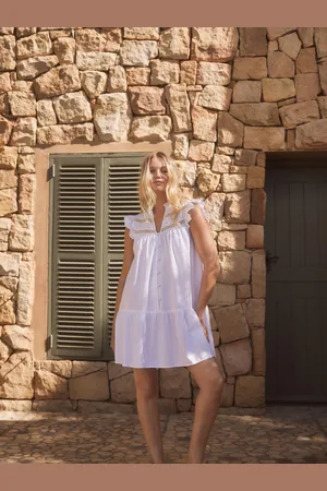 Next Frill Detail Lace Insert Mini Dress with Linen38