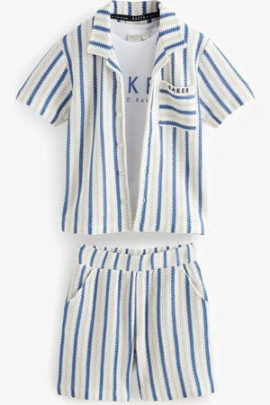 Ted Baker Textured Stripe Shirt T-Shirt and Shorts Set122128 cm