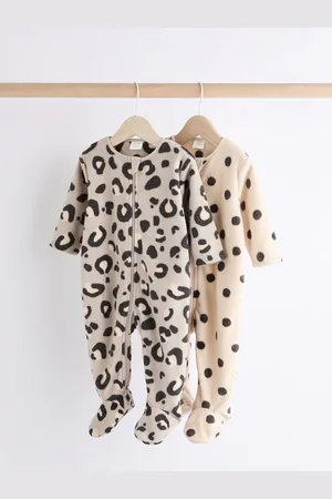 Next Baby Microfleece Zip Sleepsuits 2 PackPierwszy rozmiar (50 cm)