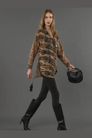 Religion Oversized Long Line Flash Shirt with Tassle details34