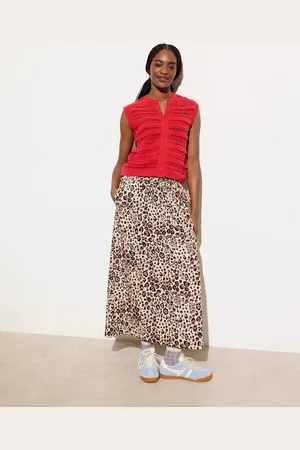 Oliver Bonas Animal Print Tie Waist 100% Cotton Midi Skirt38