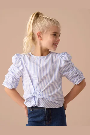 Angel & Rocket Lara Stripe Tie Front Print 100% Cotton Blouses11 lat (146 cm)