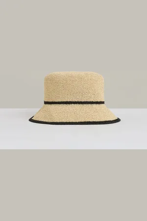 Reiss Edith Tipped Straw Bucket Hatsmallmedium