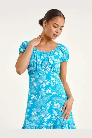 Roman Petite Floral Print Frill Ruched Dress36