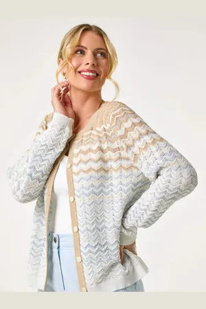 Roman Petite Chevron Stripe Knit Cardigan46