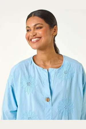 Roman 100% Cotton Floral Embroidered Tunic TopL