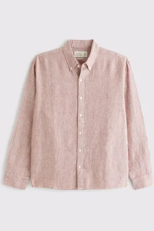 Abercrombie & Fitch Red Long Sleeve 100% Linen ShirtXL