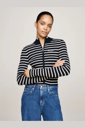 Tommy Hilfiger Blue Metallic Tip Zip CardiganM