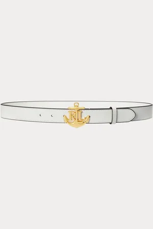 Ralph Lauren Natural Smith Leather 3D Anchor White BeltS