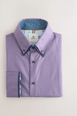 Next Double Collar 100% Cotton Long Sleeve Trimmed ShirtM