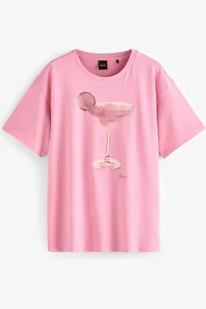 HUGO BOSS Oversize 100% Cotton Cocktail Glass Graphic T-ShirtM