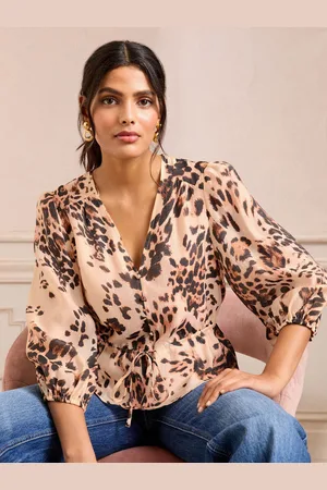 Love & Roses V-Neck Tie Detail 3/4 Sleeve Peplum Top40