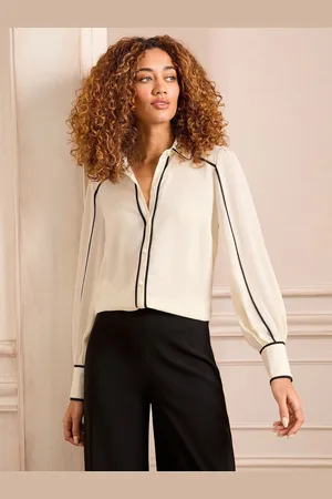 Love & Roses Contrast Piping Button Through Long Sleeve Shirt42