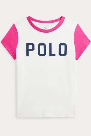 Ralph Lauren Girls Pink Colour-Blocked Logo 100% Cotton Jersey T-Shirt116122 cm