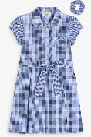 Next 100% Cotton Rich Belted School Dress With Scrunchie (3-14yrs)8 lat (128 cm)