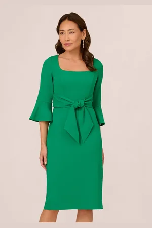 Adrianna Papell Green Bell Sleeve Tie Front Dress42
