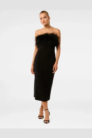 Forever New Vianna Feather Trim Strapless Midi Dress34