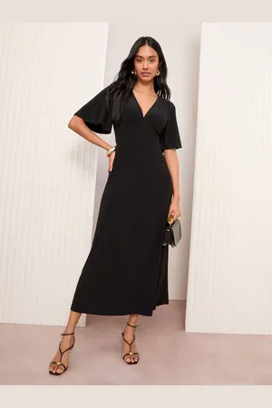 Friends Like These V-Neck ITY Flutter Sleeve Midi Dress52