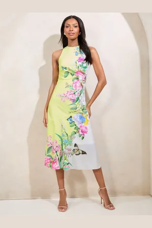 Lipsy London Floral Meadow Printed Halter Fit And Flare Midi Dress44