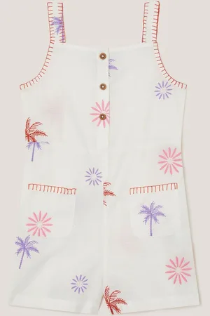 Monsoon 100% Cotton Palm Tree Embroidered Playsuit110116 cm