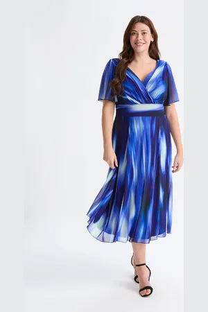 Scarlett & Jo Victoria Floral Print Angel Sleeve Mesh Midi Long Dress50