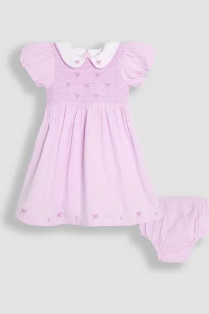 JoJo Maman Bébé Bud Floral Print Embroidered Smocked Party Dress110116 cm