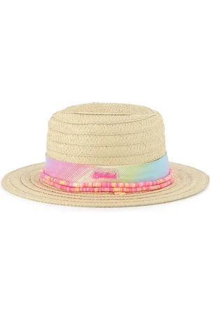 Billieblush Natural Straw Sun Hat With Logo Strap Detail8