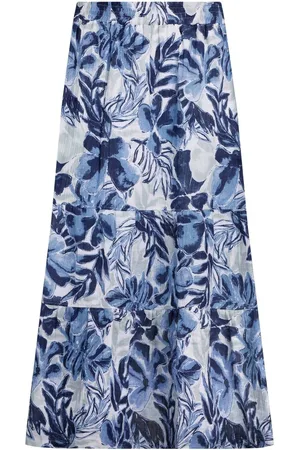 Weird Fish Harini 100% Organic Cotton Doublecloth Midi Tiered Skirt42