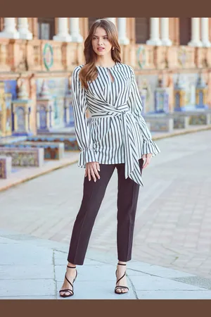 Sosandar Keyhole Detail Tie Side Satin Top46