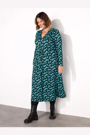 Live Unlimited London Pleated Wrap With Blouson Sleeves Dress54