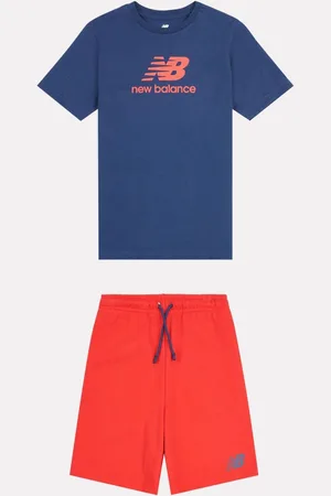 New Balance Kids Stacked Logo 100% Cotton T-Shirt and Shorts Set166168 cm