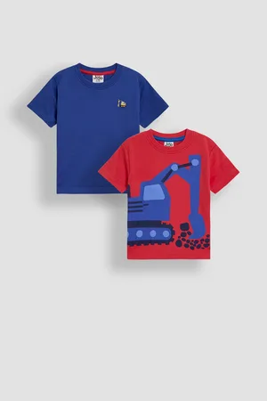 JoJo Maman Bébé 100% Cotton Graphic Printed & Plain T-Shirts 2 Pack110116 cm