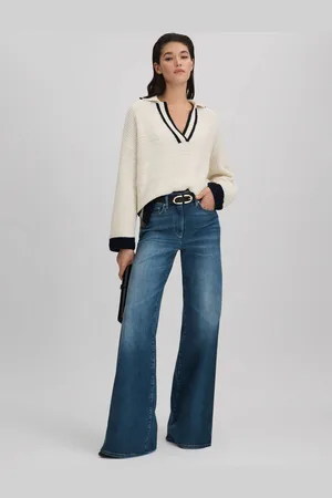 Reiss Michaela Wool Blend Open Collar JumperL