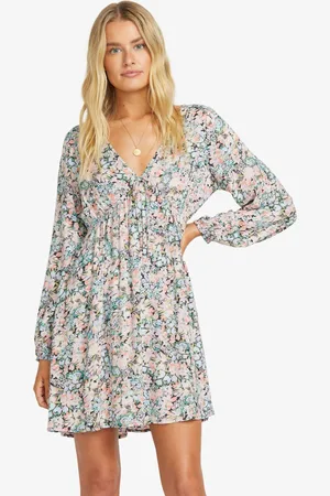Billabong Niebieska sukienka letnia z odkrytymi plecami i motywem kwiatowymEU 38 (UK 10)
