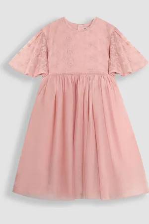 JoJo Maman Bébé Embroidered Lace Scallop Sleeve Flower Print Girl Dress110116 cm