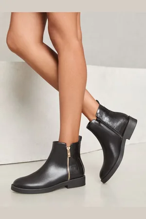 Lipsy London Flat Side Zip Faux Leather Ankle BootEU 41 (UK 8)