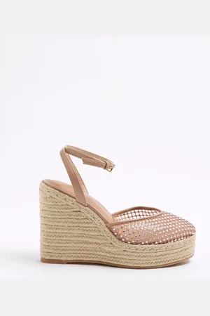 River Island Closed Toe Embellished Wedge Sandalseu38